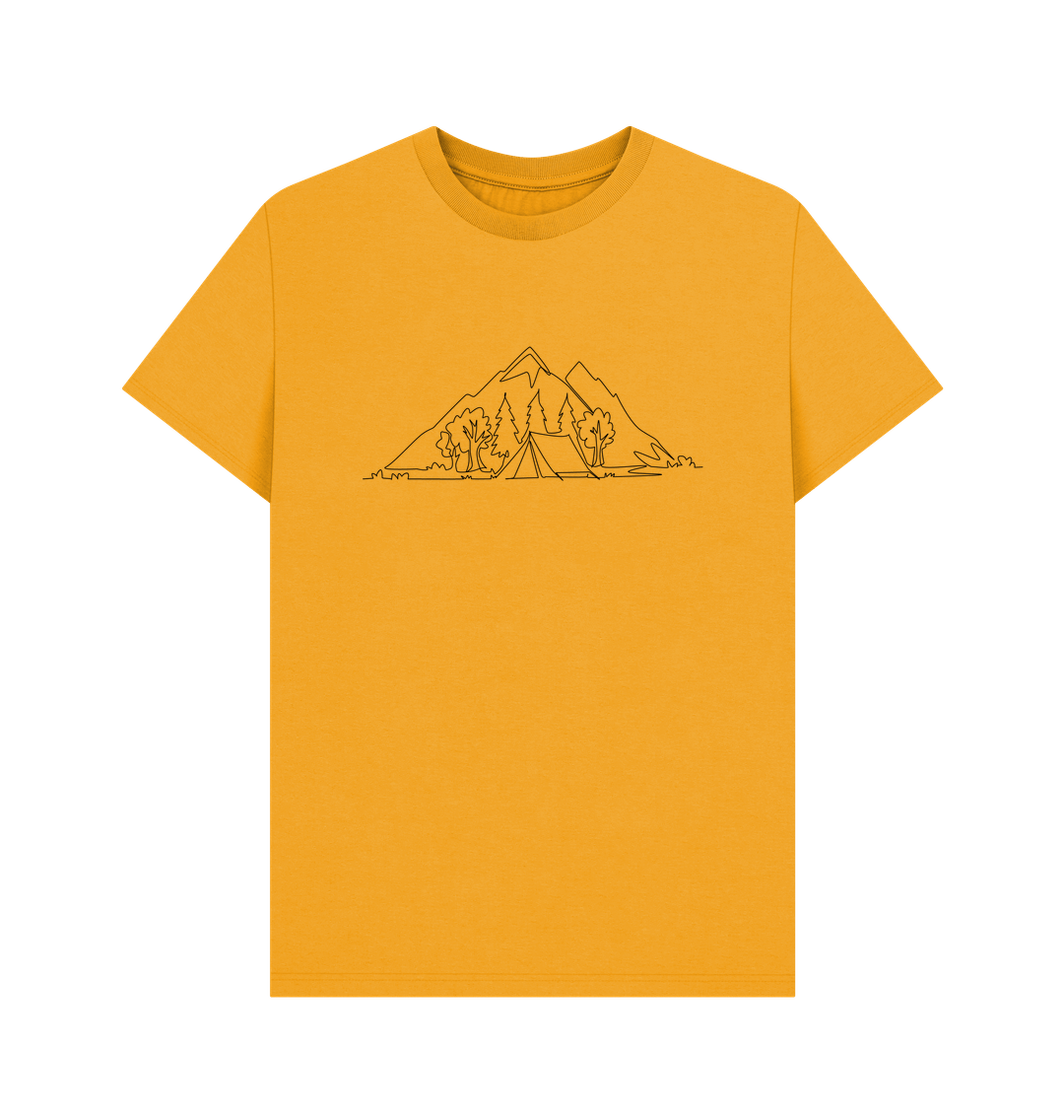 Mustard Men's Camping Organic Cotton Basic Tee (Black)