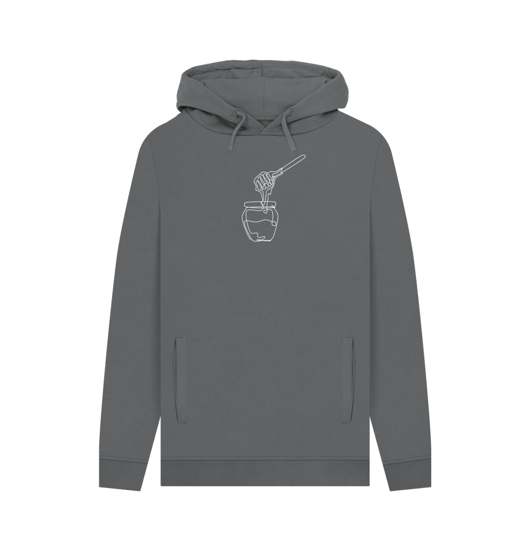 Slate Grey Men's Honey Organic Cotton Pullover Hoodie (White)