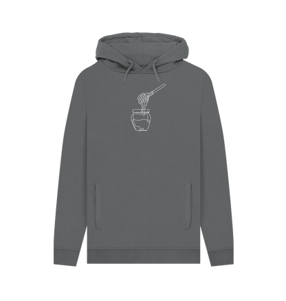 Slate Grey Men's Honey Organic Cotton Pullover Hoodie (White)