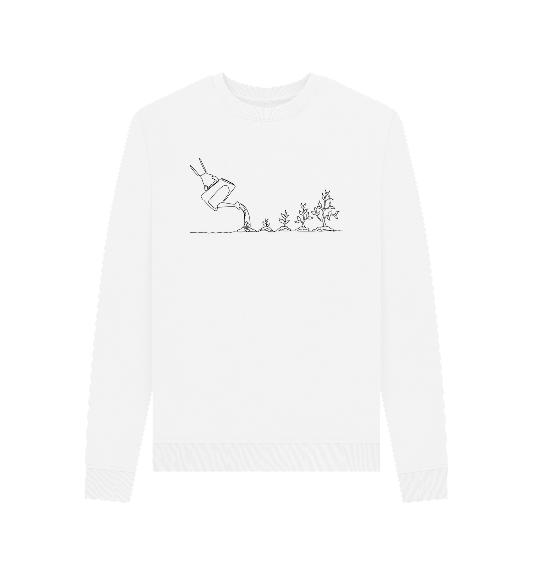 White Women's Gardening Organic Cotton Crewneck Sweater (Black)