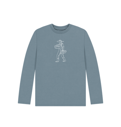 Stone Blue Kid's Harvest Organic Cotton Long Sleeve Tee (White)