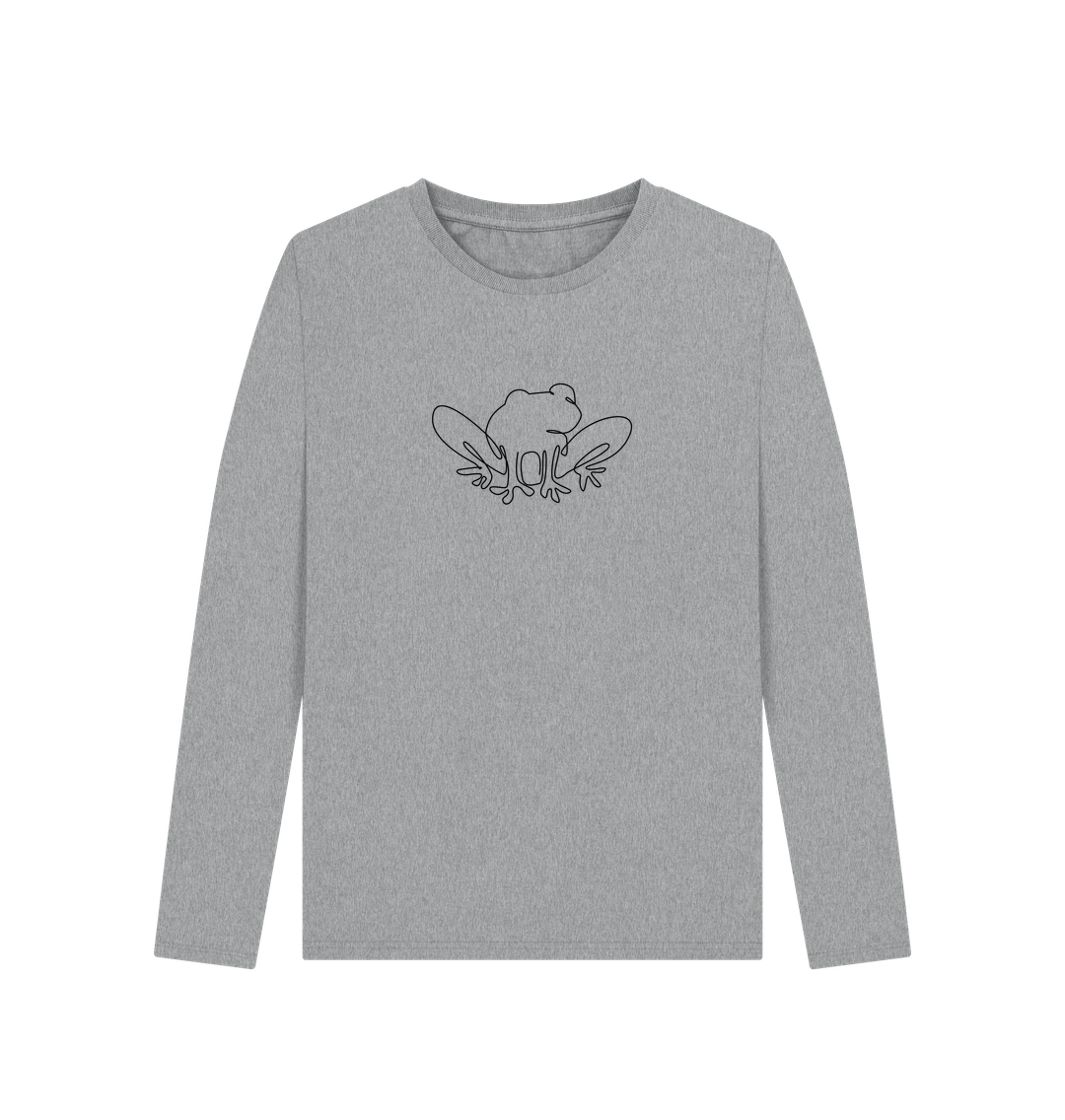 Athletic Grey Women's Frog Organic Cotton Long Sleeve Tee (Black)