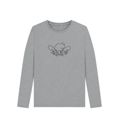 Athletic Grey Women's Frog Organic Cotton Long Sleeve Tee (Black)