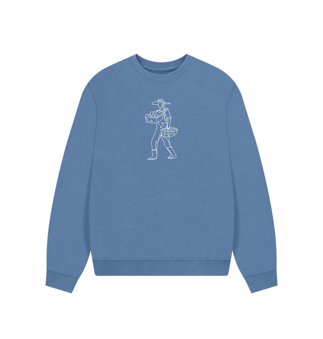 Solent Women's Harvest Organic Cotton Oversized Crewneck - White Design