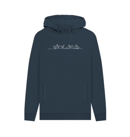 Navy Men's Chickens Organic Cotton Pullover Hoodie (White)