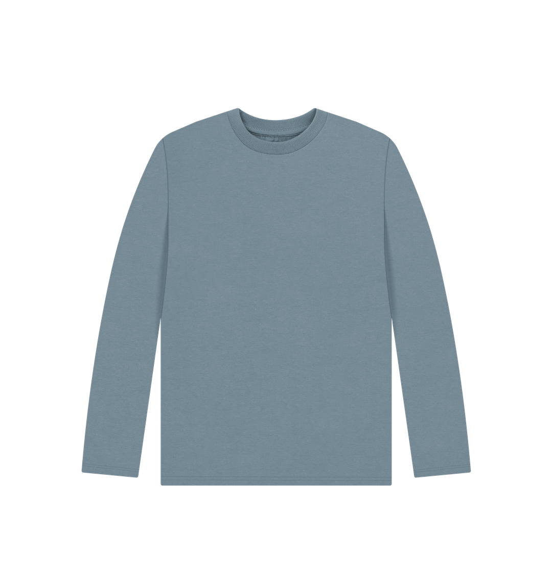 Stone Blue Kid's Solid Organic Cotton Long Sleeve Tee