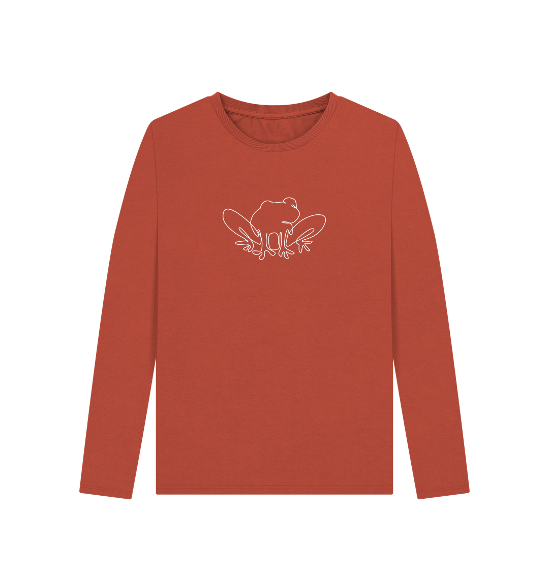 Rust Women's Frog Organic Cotton Long Sleeve Tee (White)