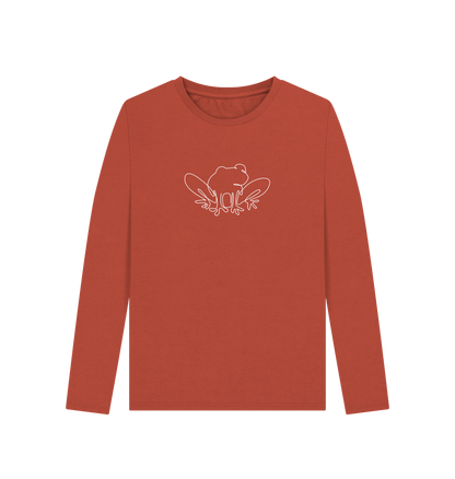 Rust Women's Frog Organic Cotton Long Sleeve Tee (White)