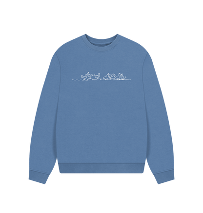 Solent Women's Chickens Organic Cotton Oversized Crewneck - White Design