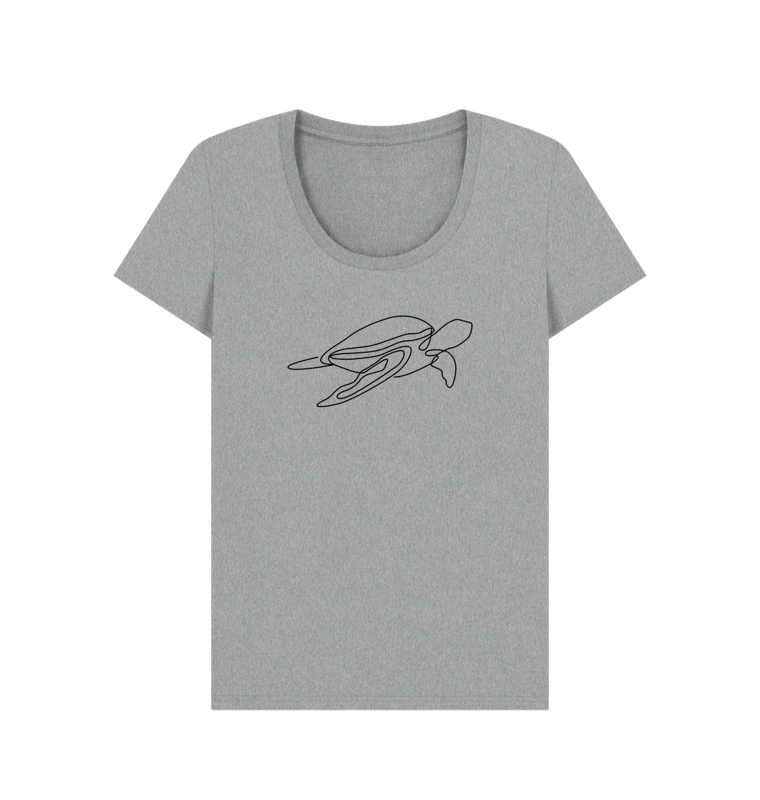 Athletic Grey Women's Sea Turtle Organic Cotton Scoop Neck Tee (Black)