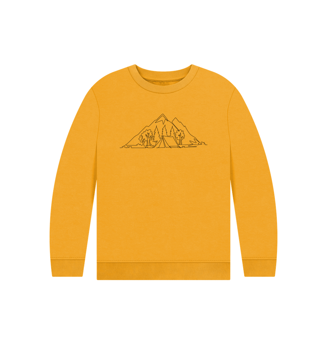 Mustard Kid's Camping Organic Cotton Crewneck Sweater (Black)