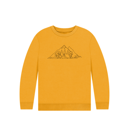 Mustard Kid's Camping Organic Cotton Crewneck Sweater (Black)