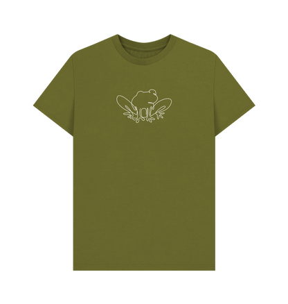 Moss Green Men's Frog Organic Cotton Basic Tee (White)