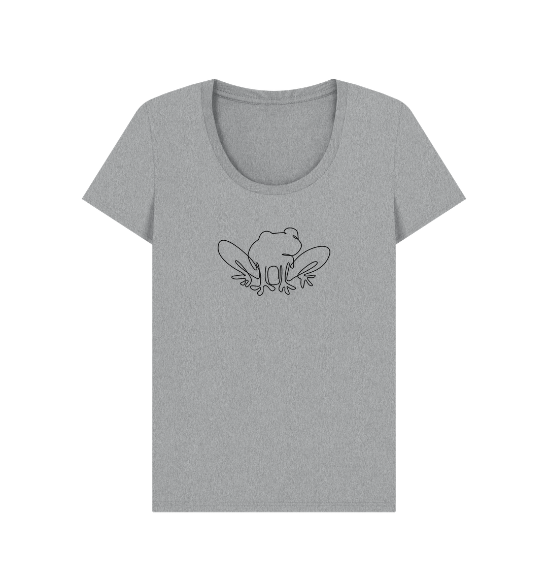 Athletic Grey Women's Frog Organic Cotton Scoop Neck Tee (Black)