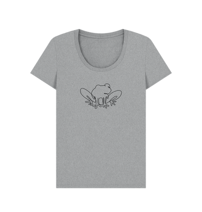 Athletic Grey Women's Frog Organic Cotton Scoop Neck Tee (Black)