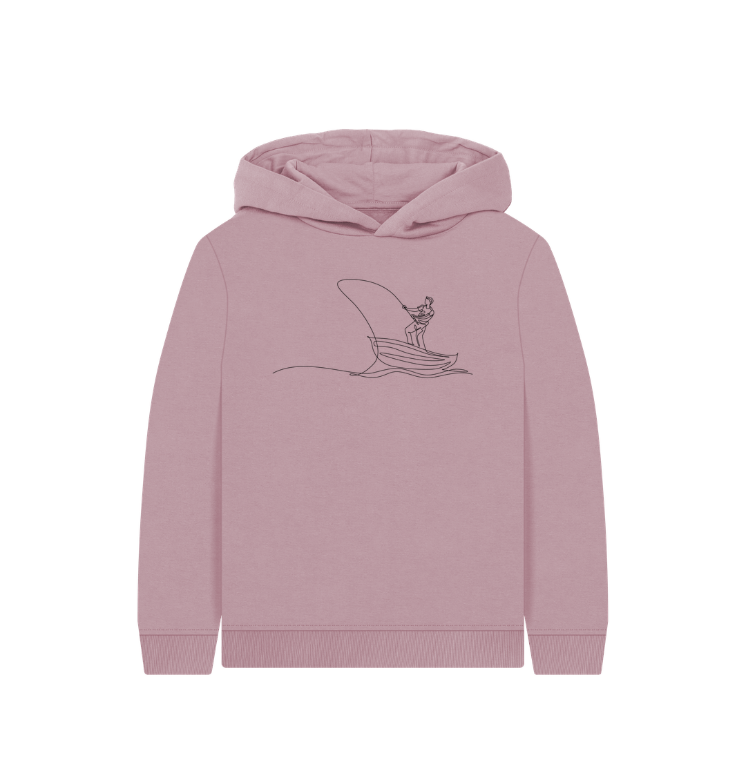 Mauve Kid's Fisherman Organic Cotton Pullover Hoodie (Black)