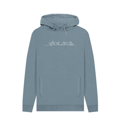 Stone Blue Men's Chickens Organic Cotton Pullover Hoodie (White)