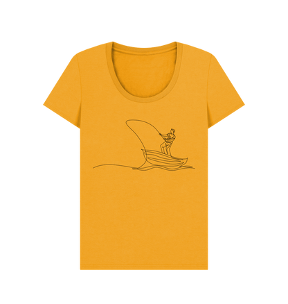 Mustard Women's Fisherman Organic Cotton Scoop Neck Tee (Black)