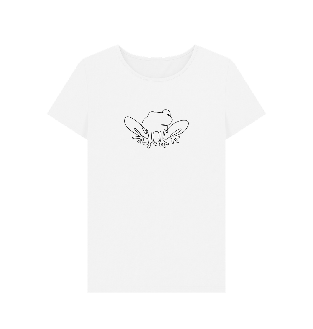 White Women's Frog Organic Cotton Crewneck Tee (Black)