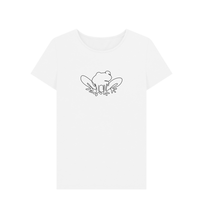 White Women's Frog Organic Cotton Crewneck Tee (Black)