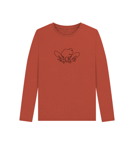 Rust Women's Frog Organic Cotton Long Sleeve Tee (Black)