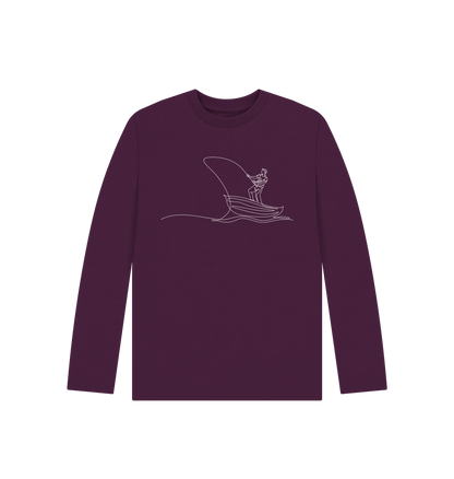 Purple Kid's Fisherman Organic Cotton Long Sleeve Tee (White)