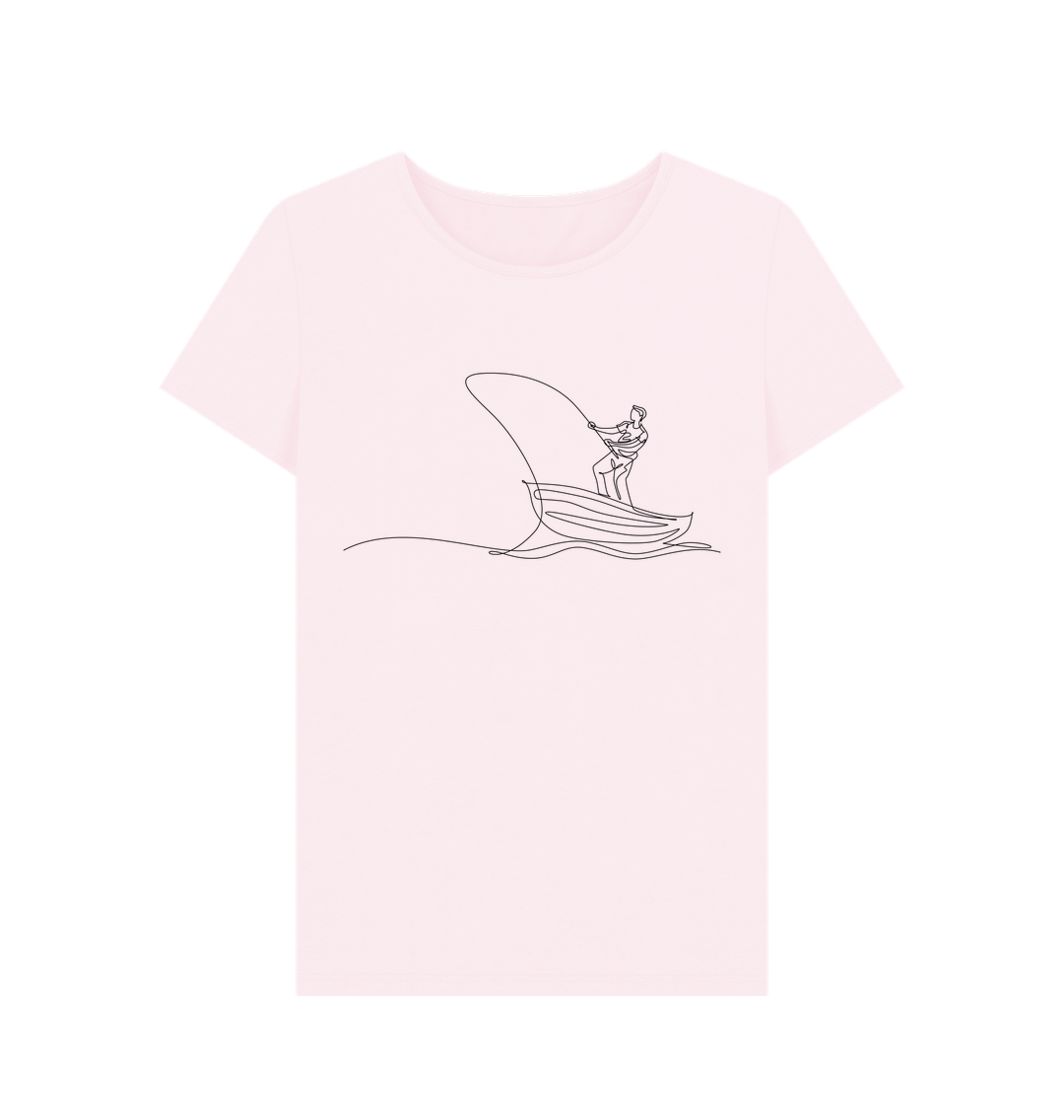 Pink Women's Fisherman Organic Cotton Crewneck Tee (Black)