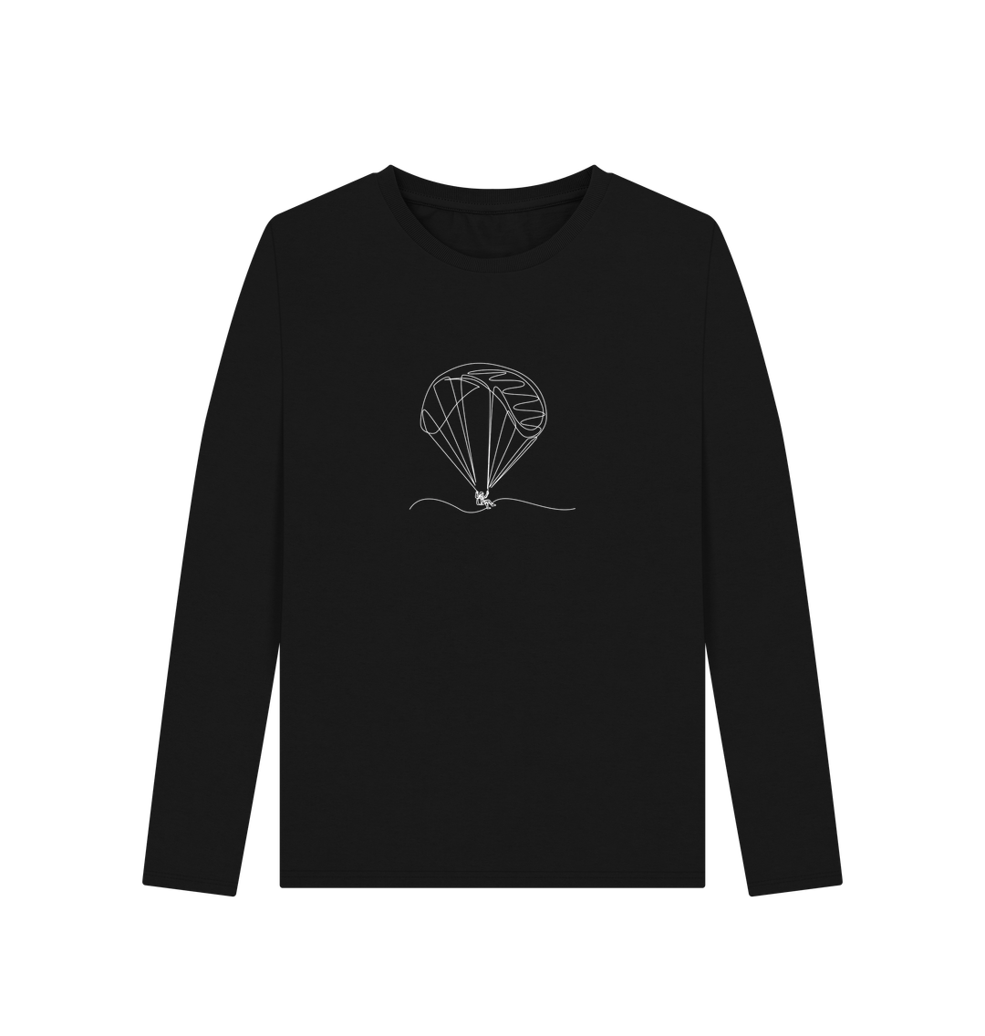 Black Women's Parachute Organic Cotton Long Sleeve Tee (White)