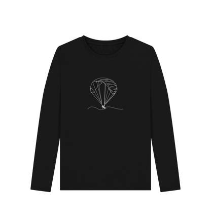 Black Women's Parachute Organic Cotton Long Sleeve Tee (White)