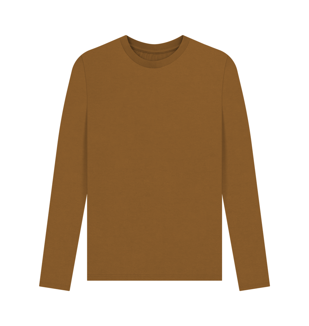 Brown Men's Solid Organic Cotton Long Sleeve Tee