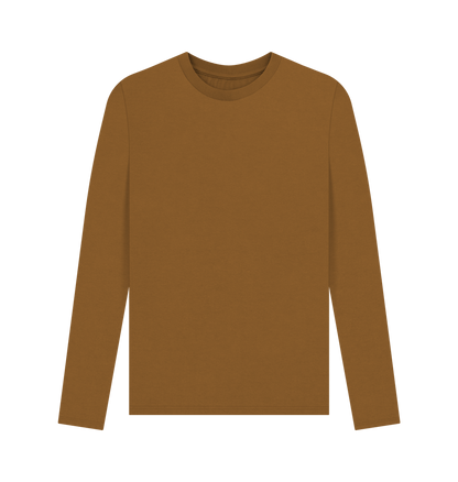 Brown Men's Solid Organic Cotton Long Sleeve Tee