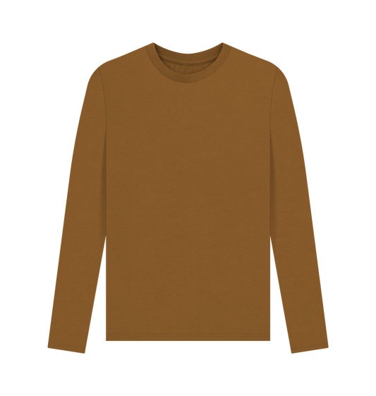 Brown Men's Solid Organic Cotton Long Sleeve Tee