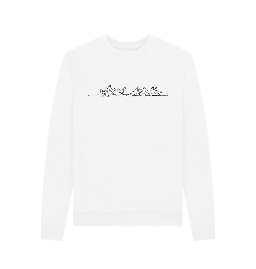 White Women's Chickens Organic Cotton Crewneck Sweater (Black)