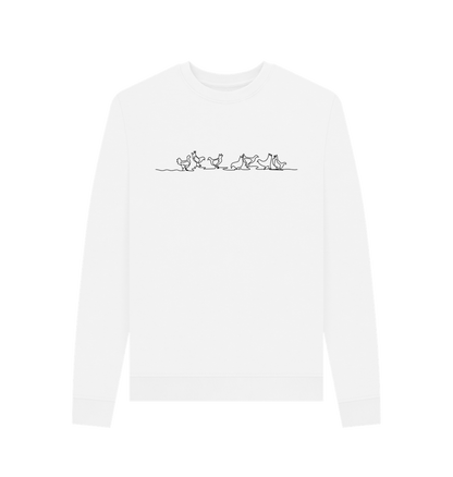 White Women's Chickens Organic Cotton Crewneck Sweater (Black)