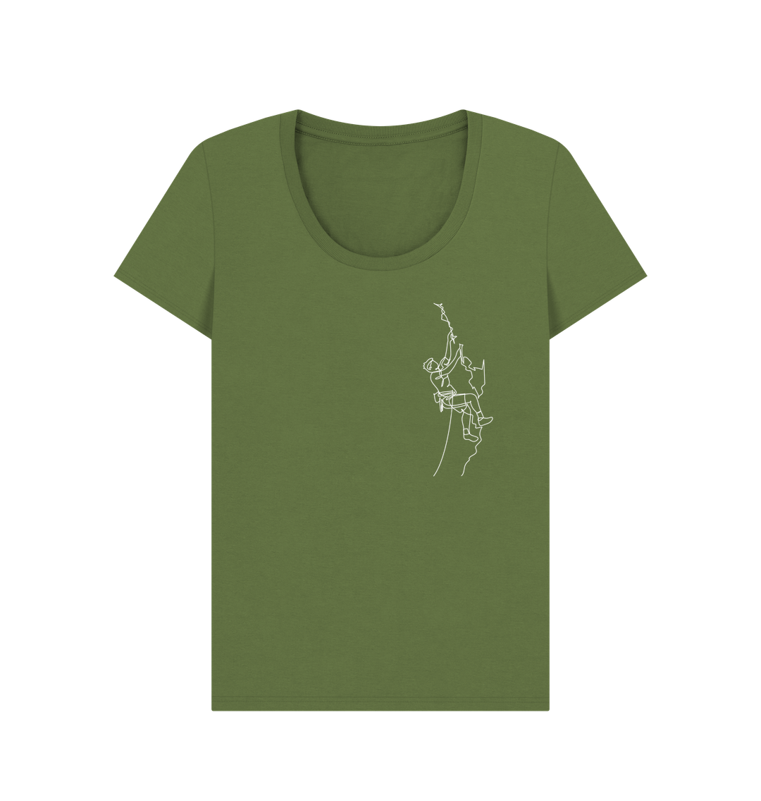 Khaki Women's Climber Organic Cotton Scoop Neck Tee (White)