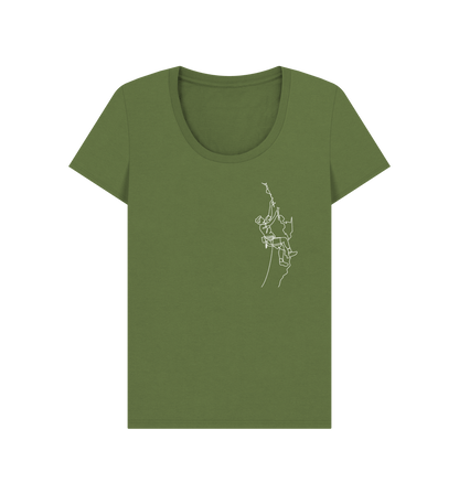 Khaki Women's Climber Organic Cotton Scoop Neck Tee (White)