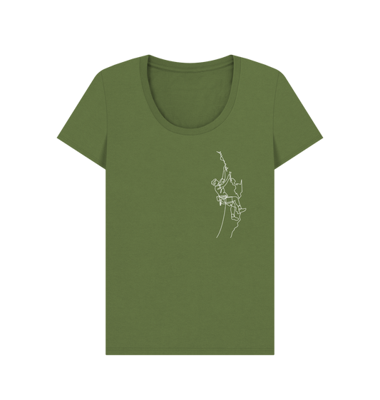 Khaki Women's Climber Organic Cotton Scoop Neck Tee (White)