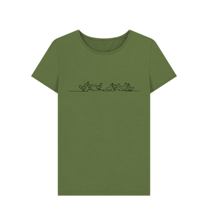 Khaki Women's Chickens Organic Cotton Crewneck Tee (Black)