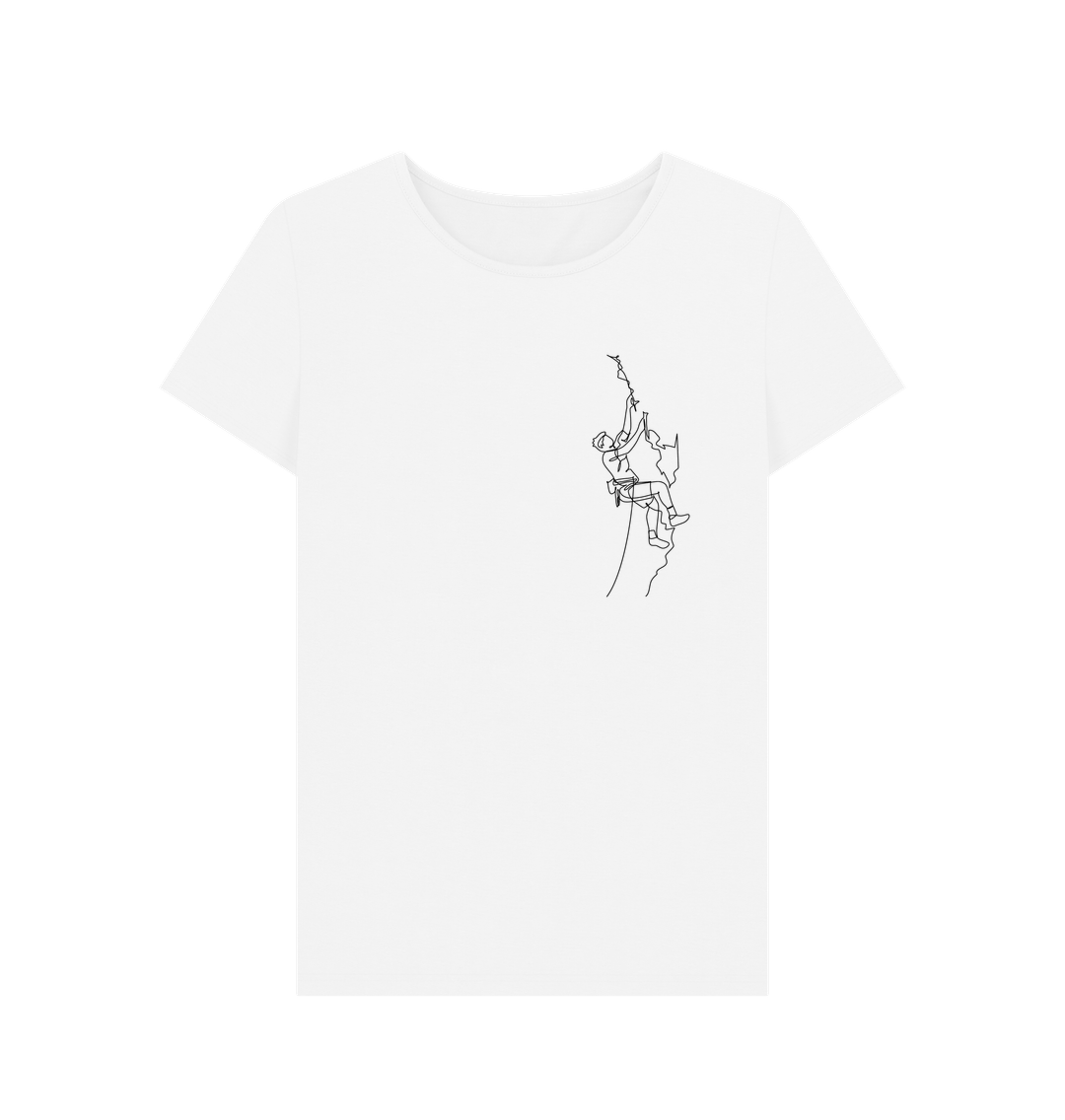 White Women's Climber Organic Cotton Crewneck Tee (Black)