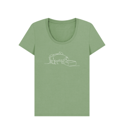 Sage Women's Sheep Organic Cotton Scoop Neck Tee (White)