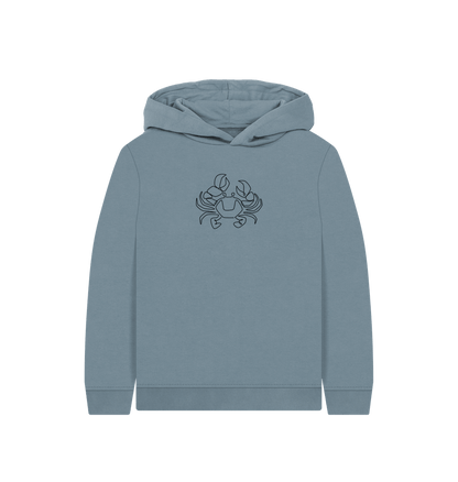 Stone Blue Kid's Crab Organic Cotton Pullover Hoodie (Black)