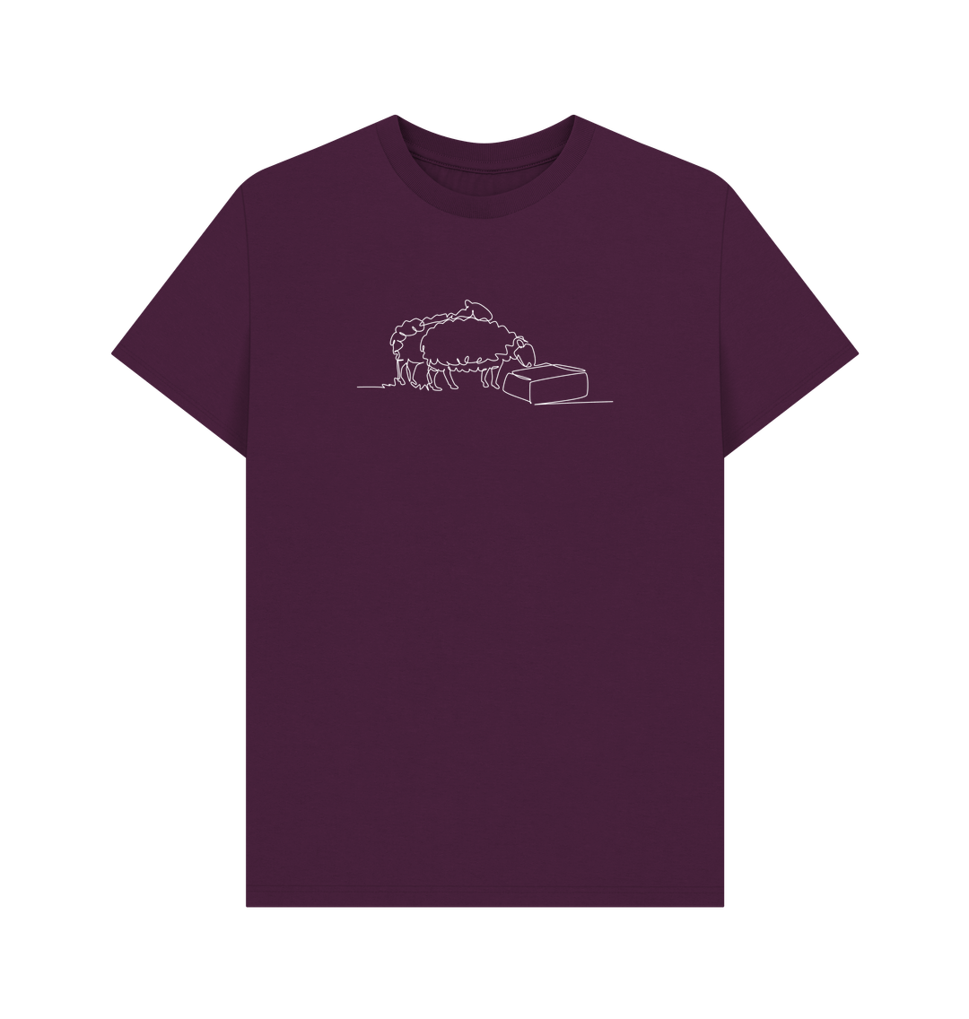 Purple Men's Sheep Organic Cotton Basic Tee (White)