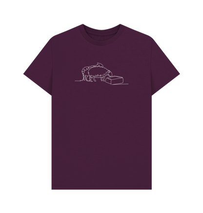 Purple Men's Sheep Organic Cotton Basic Tee (White)