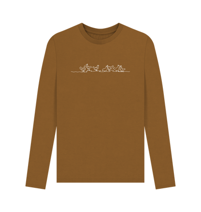 Brown Men's Chickens Organic Cotton Long Sleeve Tee (White)