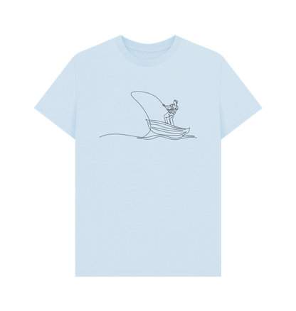 Sky Blue Men's Fisherman Organic Cotton Basic Tee (Black)