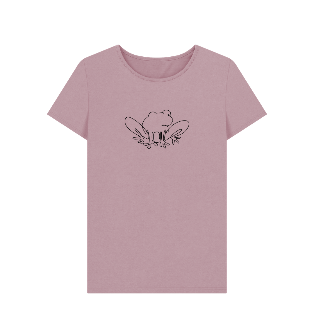 Mauve Women's Frog Organic Cotton Crewneck Tee (Black)