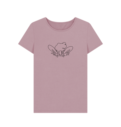 Mauve Women's Frog Organic Cotton Crewneck Tee (Black)