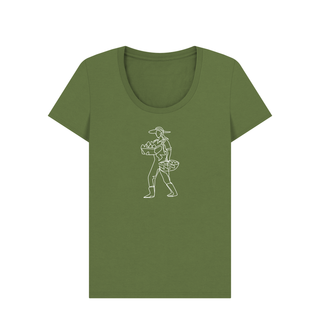 Khaki Women's Harvest Organic Cotton Scoop Neck Tee (White)