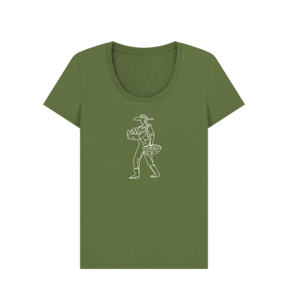 Khaki Women's Harvest Organic Cotton Scoop Neck Tee (White)