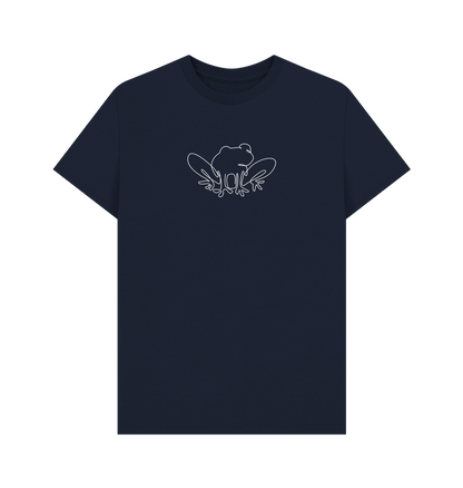 Navy Blue Men's Frog Organic Cotton Basic Tee (White)